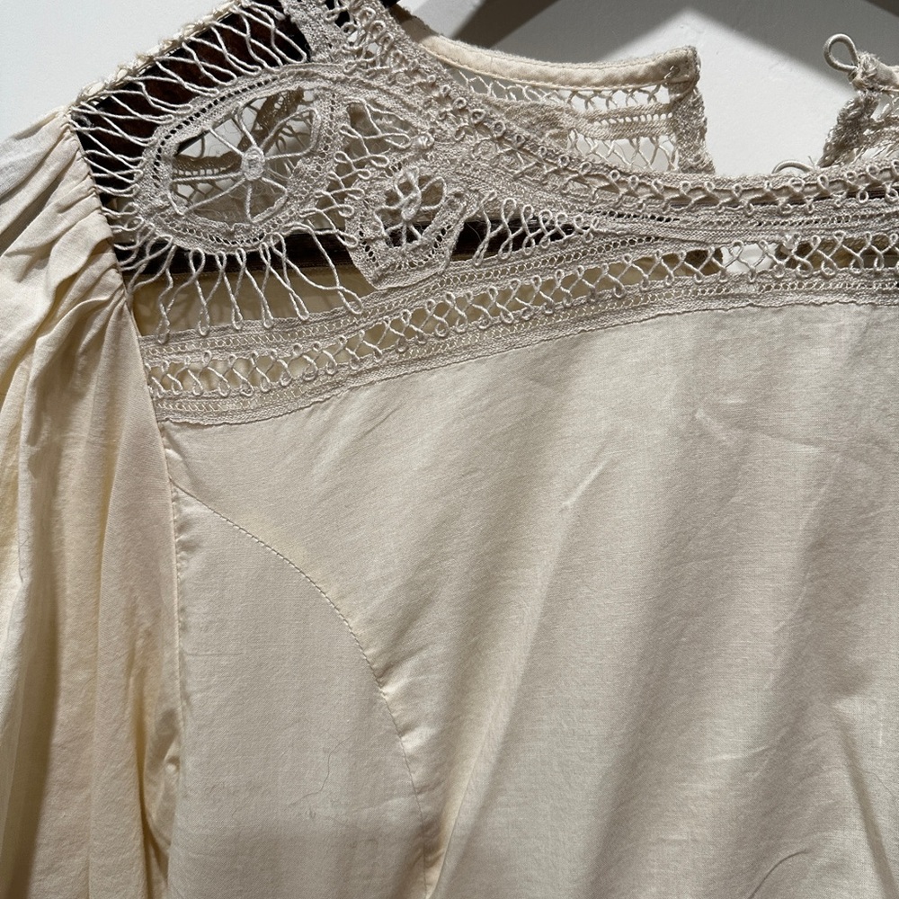RHODE Pia Cream Cotton Lace Dress 6 | Romantic Boho Puff Sleeve - Picture 4 of 7